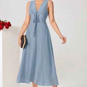 SHEIN Belle Solid Knot Front Bridesmaid Dress